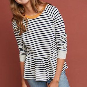 Anthropologie T.La Paramount Stripe Peplum sweater